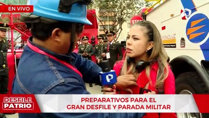 Reportera de Panamericana TV cubre Desfile Patrio a 15 metros de altura