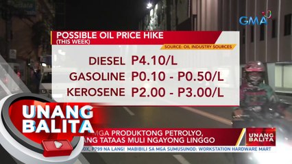 Presyo ng mga produktong petrolyo, inaasahang tataas muli ngayong Linggo | UB