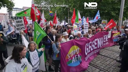 Watch: "Grannies against the far-right" march in Magdeburg