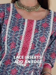 Blue Printed Cotton Kurta