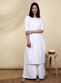 White Woven Design Cotton Kurta