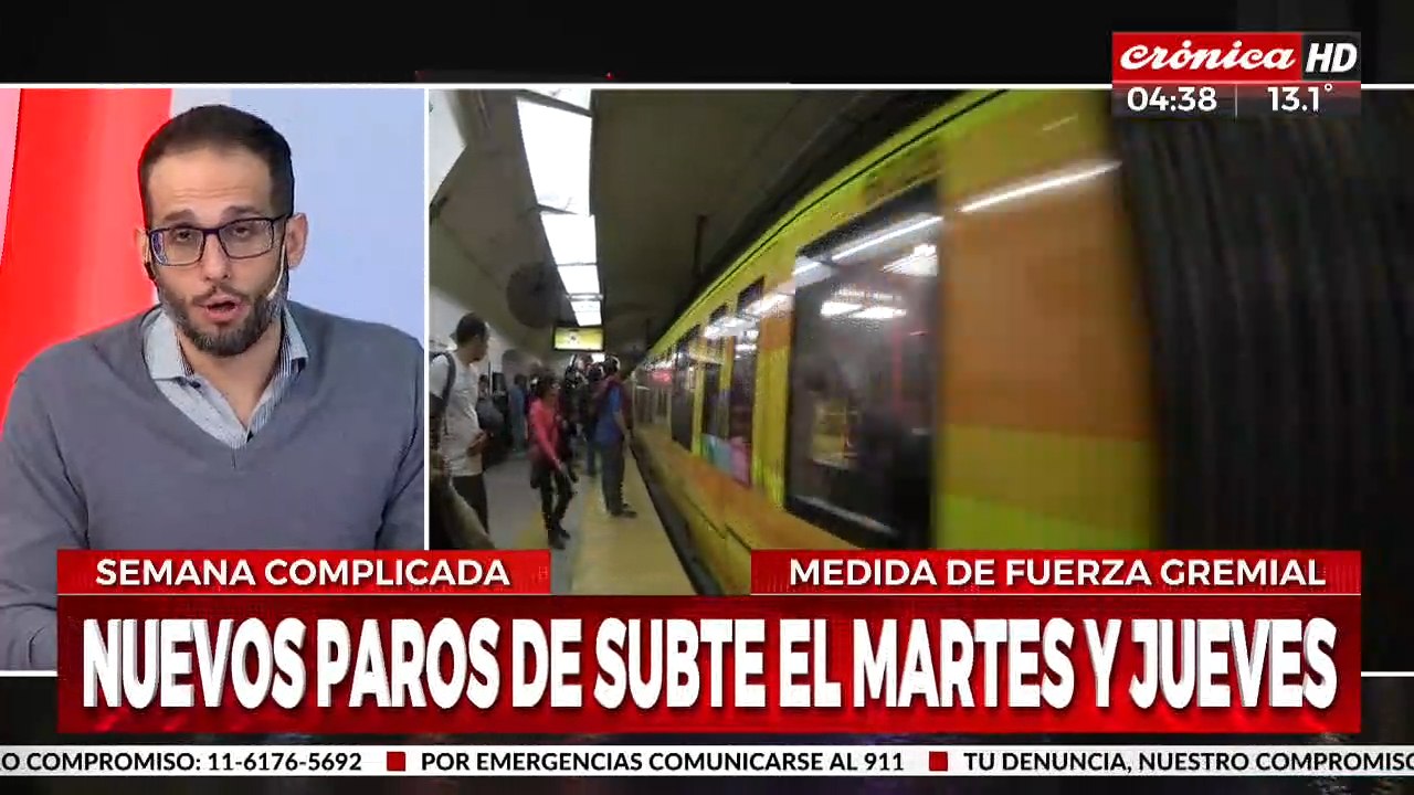 Anuncian nuevo paros de subtes el martes y jueves