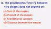 The gravitational force Fg between two objects does not depend on