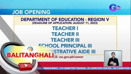 Job openings ng Department of Education sa Region V | BT