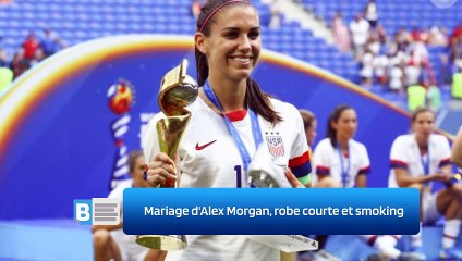 Mariage d'Alex Morgan, robe courte et smoking