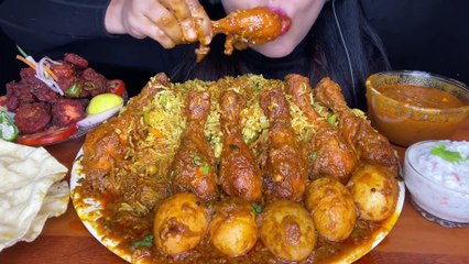 EATINGSPICY VEG BIRYANI,SPICY CHICKEN CURRY,EGG CURRY,CHICKEN_FOOD_spiceasmr l ASMR MUKBANG l