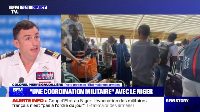 Évacuation des Français au Niger: Une cinquantaine de militaires s'occupent d'aider à embarquer , indique le colonel Pierre Gaudillère (porte-parole de l’État-major des armées)