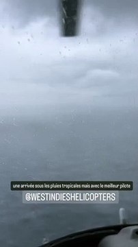 Laeticia et Joy Hallyday à bord d'un hélicoptère direction Saint-Barthélémy : arrivée sous une pluie tropicale