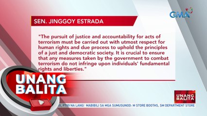 Iba't ibang reaksyon ng ilang Senador kaugnay sa pagbansag na terorista ng Anti-terrorism Council | UB