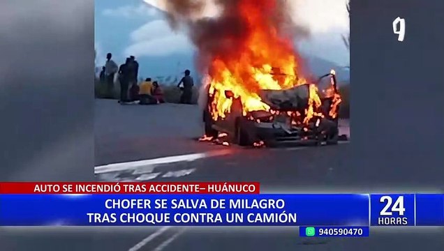 Huánuco: ¡De milagro! conductor se salvó de morir tras impactar contra un camión