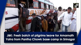 J&K: Fresh batch of pilgrims leave for Amarnath Yatra from Pantha Chowk base camp in Srinagar
