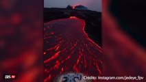 Incredible drone footage of the crater of an active volcano
