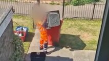 Watch refuse workers tip separate recycling waste into same bin