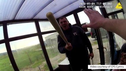 Paul Squires smashes up his father's Trefenter bungalow