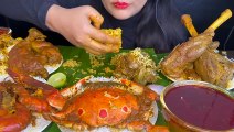 ASMR EATING SPICY MUTTON CURRY,FISH CURRY,CRAB CURRY,CHICKEN CURRY,EGG CURRY,LIVER CURRY _FOOD_