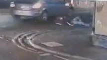 CCTV captures elderly woman ploughing car into pedestrian sending her flying through the air