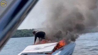 'It's too late!' Two men narrowly escape burning boat on lake