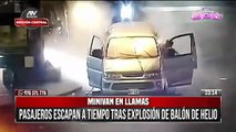 Pasajeros de minivan escapan ilesos tras explosión de balón de helio
