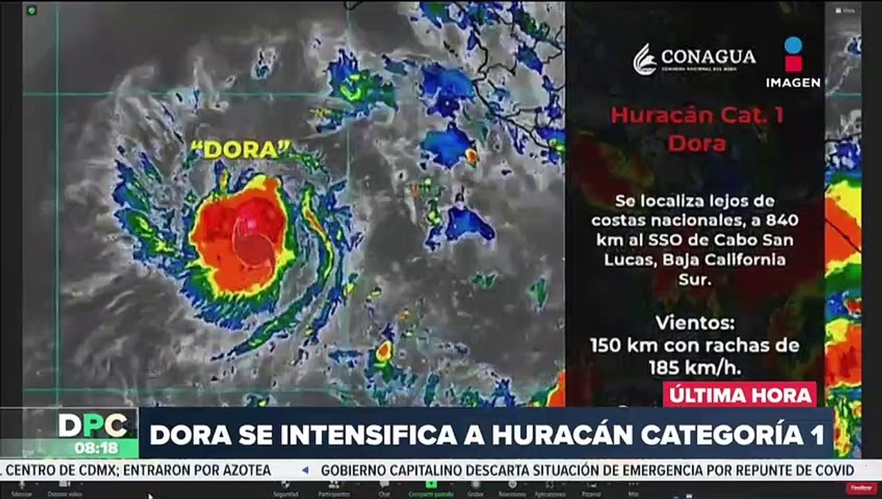 ‘Dora’ se intensifica a huracán categoría 1