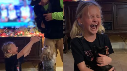 Adorable Moment Girl Gets a Surprise KITTEN for Christmas
