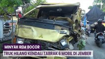 Minyak Rem Bocor, Truk Hilang Kendali Tabrak 6 Mobil di Jember
