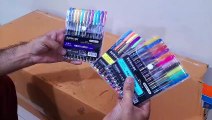 Unboxing and Review of Glitter, gel, neon color pen set for students gift