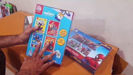 Unboxing and Review of prem ratna Spiderman, disney Mickey, disney miney 4 in 1 jigsaw puzzle