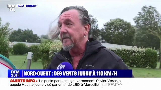 Coup de vent dans l'Ouest: Nous n'avons jamais eu ça à cette période de l'année , témoigne le gérant du camping municipal de Donville-les-Bains (Manche)