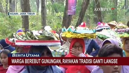 Di Ngawi, Warga Berebut Gunungan Rayakan Tradisi Ganti Langse