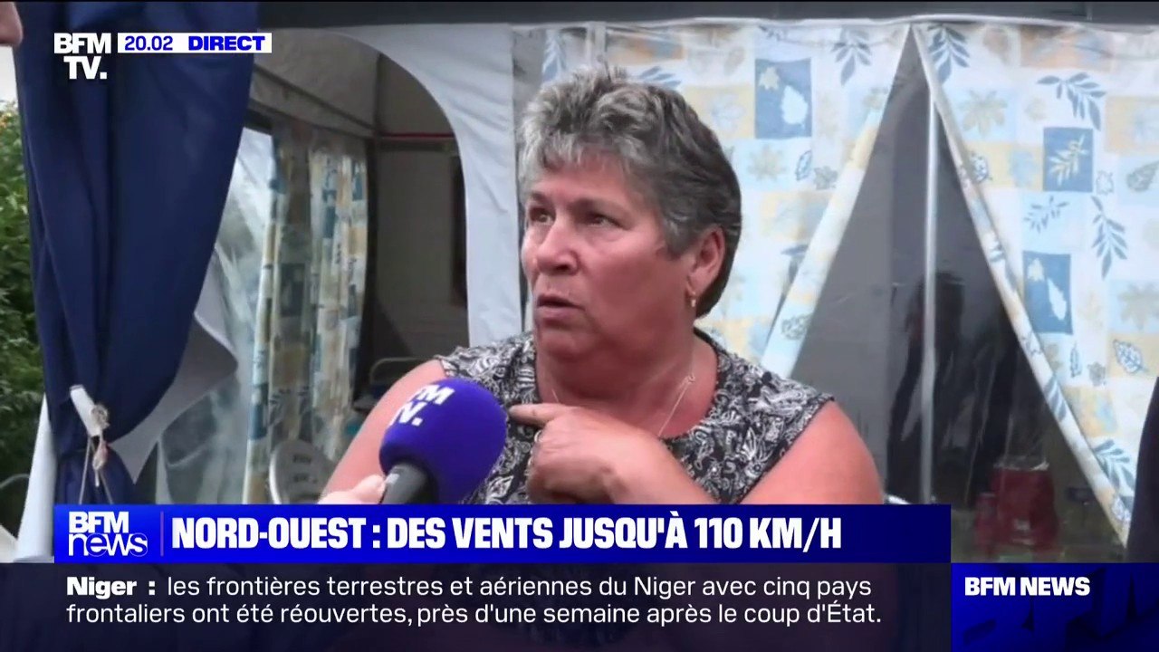 "On a renforcé l'amarrage de l'auvent": à Donville-les-Bains (Manche), les campeurs se préparent à une nuit agitée en raison d'un coup de vent qui touche l'ouest de la France