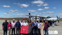 Solenidade festiva e batismo de avião da Azul marcam início dos voos comerciais de Cajazeiras a Recife