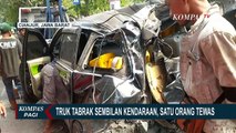 Truk Bermuatan Galon di Cianjur Tabrak 9 Kendaraan Diduga Hilang Kendali Akibat Rem Blong