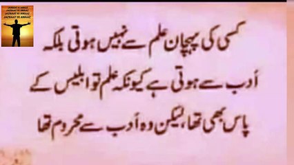 Insan Ki Pehchan Ilm Say Nahi Adab Se Hoti Hay