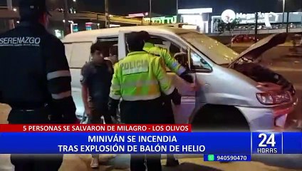 Los Olivos: comerciantes salvan de morir tras incendio de miniván