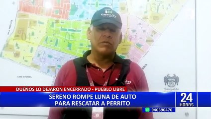 Pueblo Libre: sereno rompe luna de auto y rescata a perrito