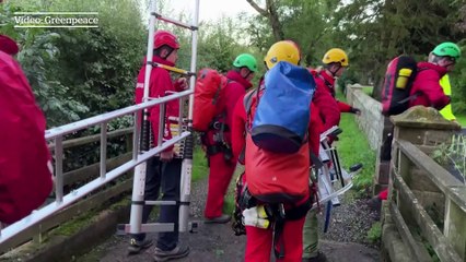 Greenpeace protesters drape Rishi Sunak's Yorkshire home in black fabric over new oil and gas licences