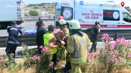 Sancaktepe'de lastiği patlayan TIR cipe çarptı! Yaralılar var