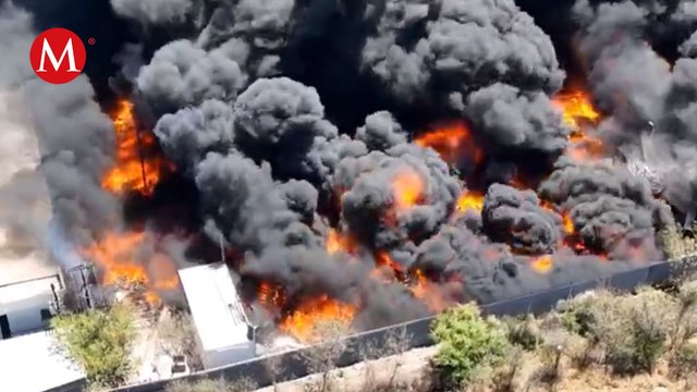 Se reporta incendio en bodega de tarimas en Apodaca, Nuevo León