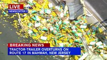 Hundreds of lemons spill on New Jersey highway after truck overturns