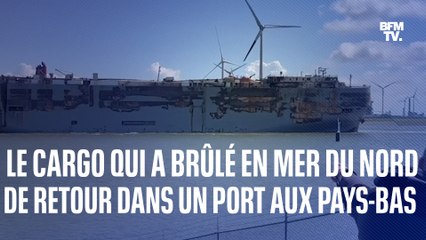 Le cargo qui a brûlé en mer du Nord, tracté jusqu'à un port néerlandais