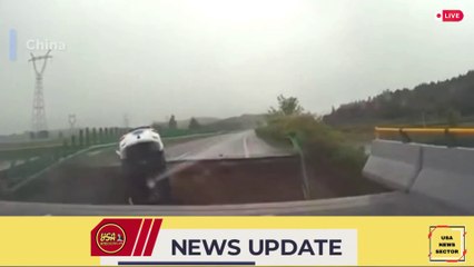 Driver plunges into river after failing to notice bridge collapse