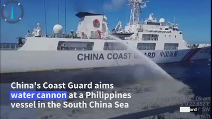 China Coast Guard fires water cannon at Philippines boat
