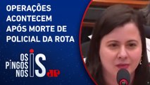 Sâmia Bomfim confronta Guilherme Derrite sobre mortes no litoral de SP