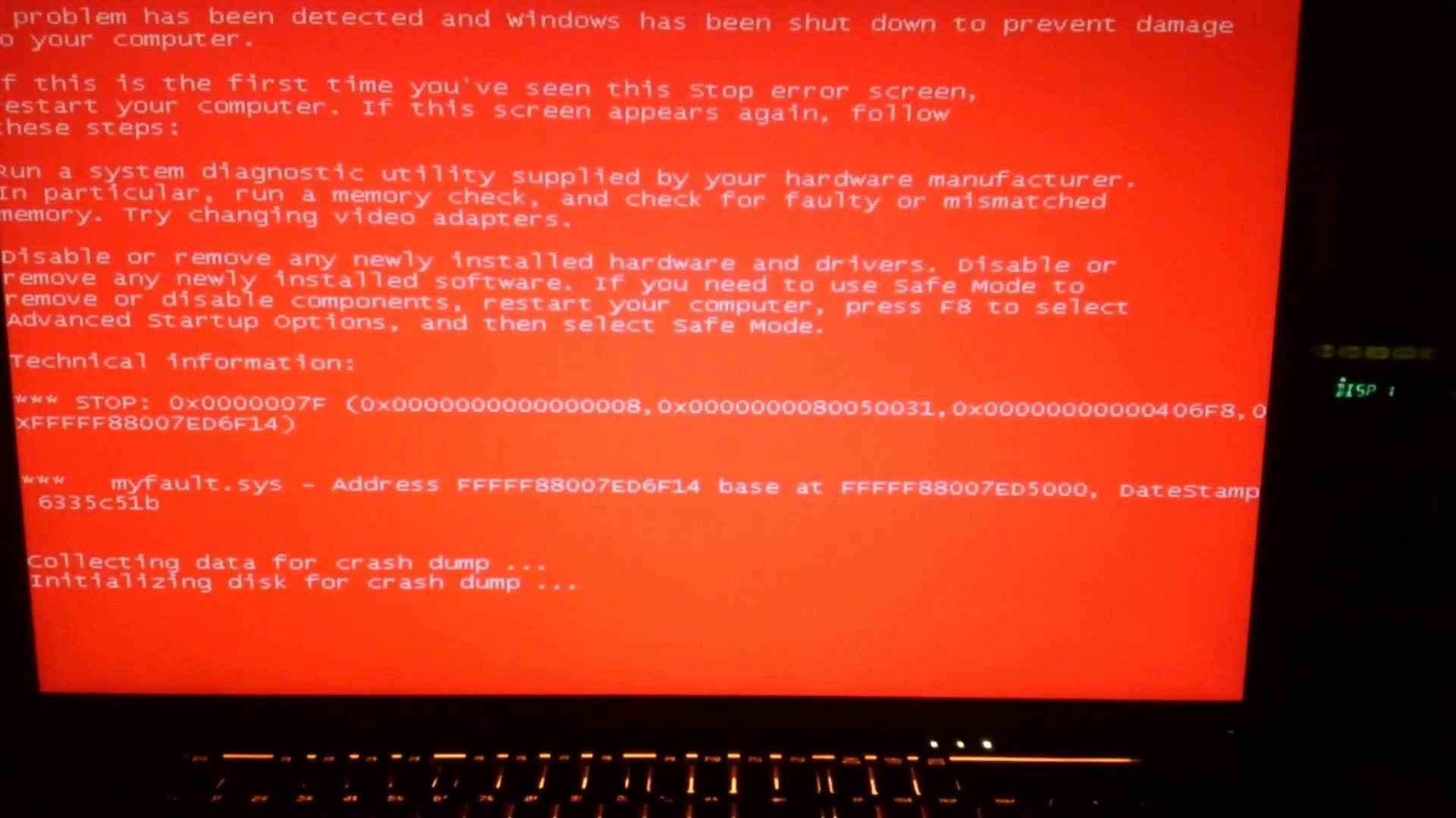 stop error screen windows 7