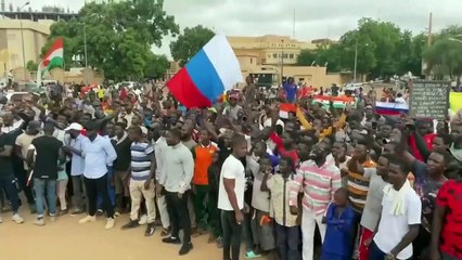 Niger AntiFrance protests in the capital as people wave Russian flags