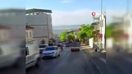 Tehlikeli düğün konvoyu amatör kameraya yansıdı