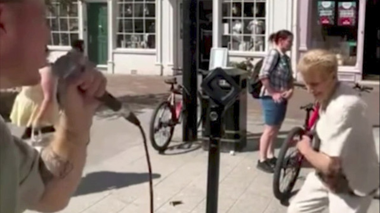Adorable Moment Grandma DANCES With a Busker