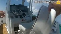 Watch: Police officer leaps onto high-speed runaway boat after helmsman falls overboard