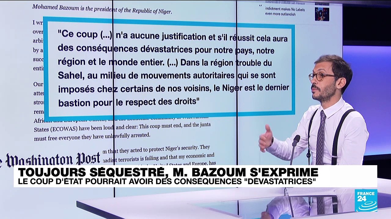 Toujours séquestré, M. Bazoum s'exprime : le coup d'État pourrait avoir des conséquences "dévastatrices"