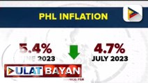 Inflation rate nitong Hulyo, bumagal sa 4.7%, ang pinakamabagal sa loob ng isang taon, ayon sa PSA